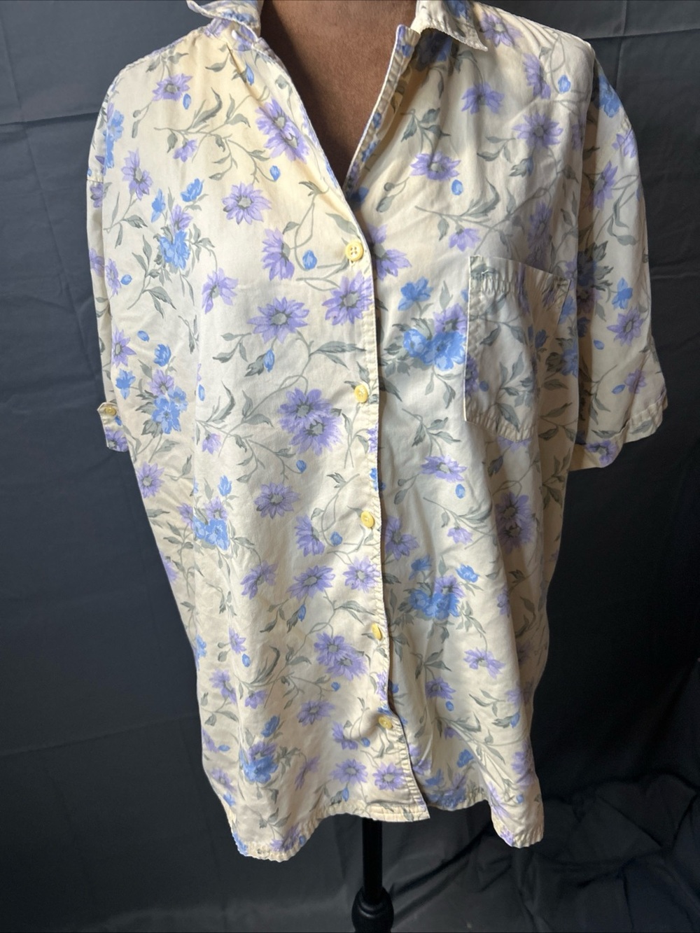 Vtg 90s Bobbie Brooks Pastel Floral Button Down Shirt Blouse Grannycore Plus Siz